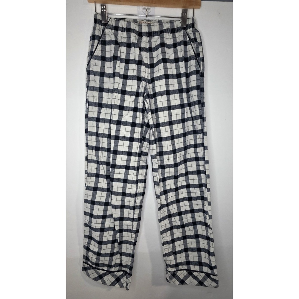 Filson Women Flannel Pajama Pants XS Cream Black Plaid Cotton MP00011691-1
